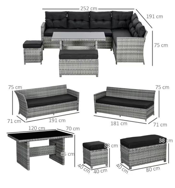 9/10 Seater Outdoor Rattan Dining Set