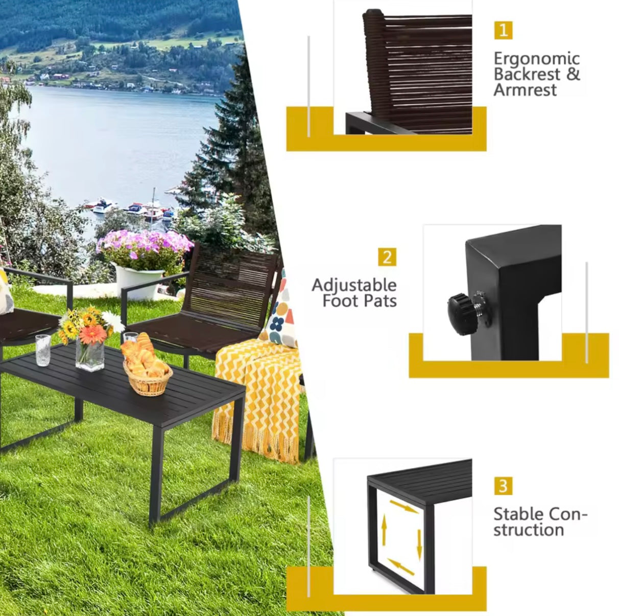 4 Seat Patio Set With Coffee Table