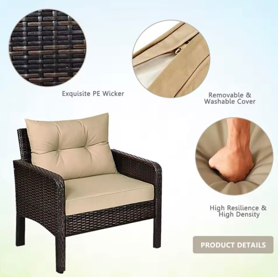4 Seater Rattan Garden Furniture Set With Coffee Table